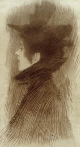 Fille avec chapeau et cape de profil - Gustav Klimt